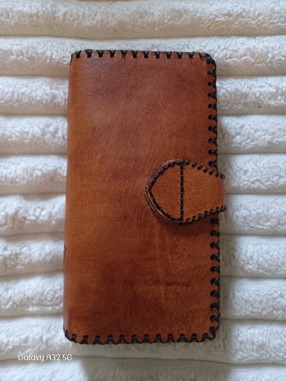 Hand-Tooled Egyptian Leather Wallet – Cleopatra Pyrography Trifold – Brand New